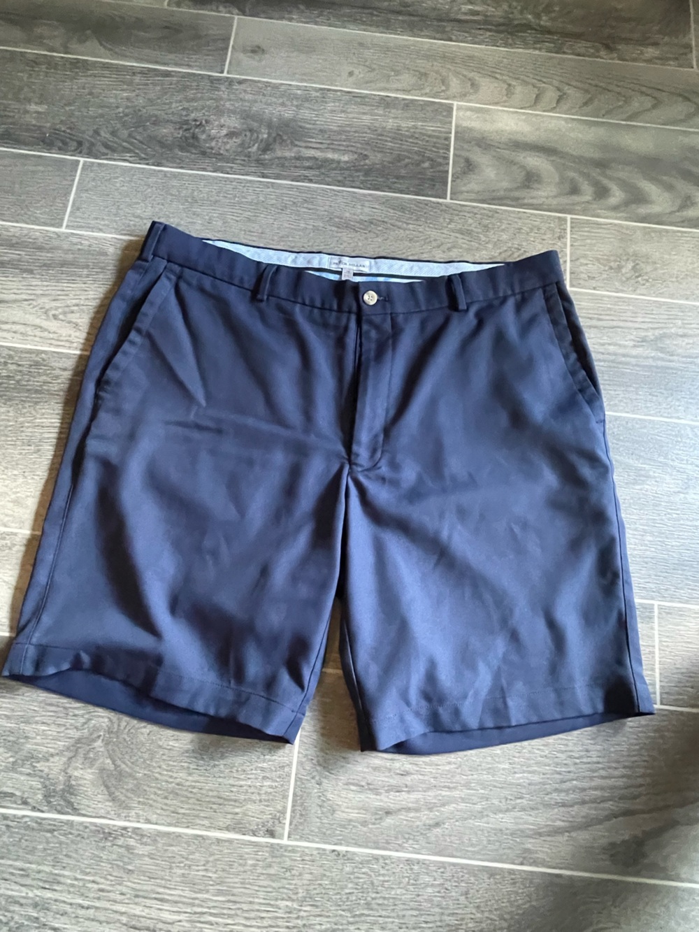 Peter Millar Navy Flat-Front Performance Shorts